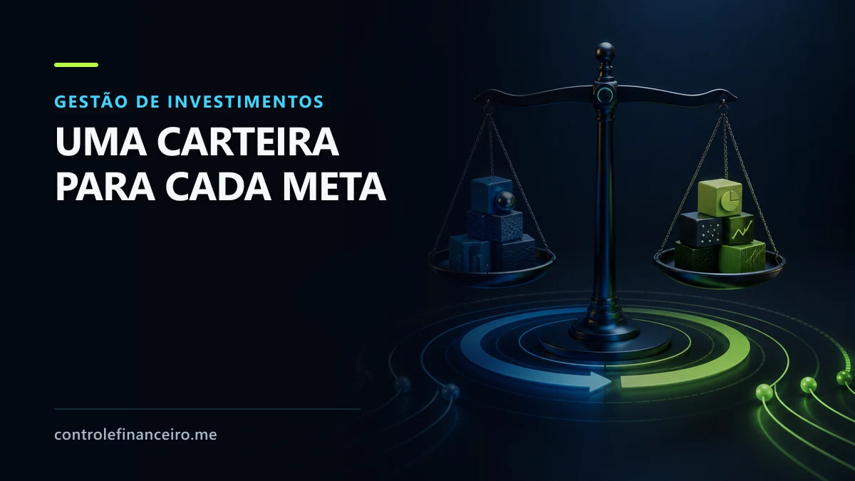 Carteira de investimentos separada em objetivos de curto, médio e longo prazo