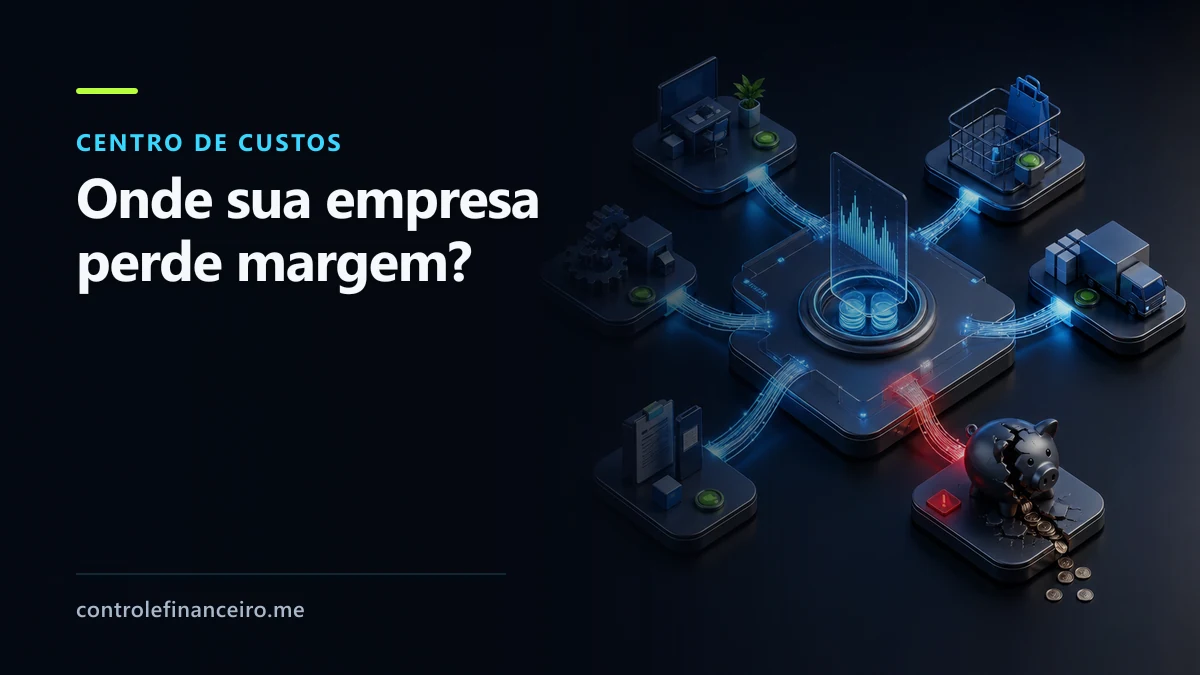 Capa sobre centro de custos com a chamada "Onde sua empresa perde margem?" e despesas distribuídas por áreas