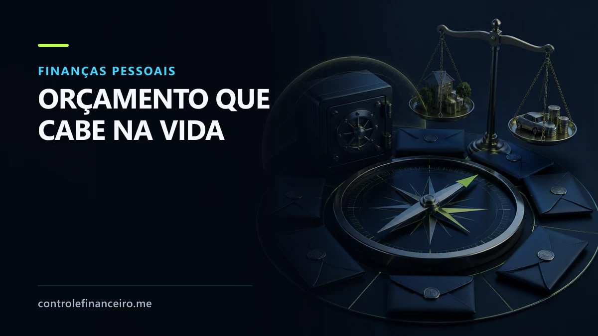 Orçamento pessoal organizado em potes para compromissos, escolhas e objetivos