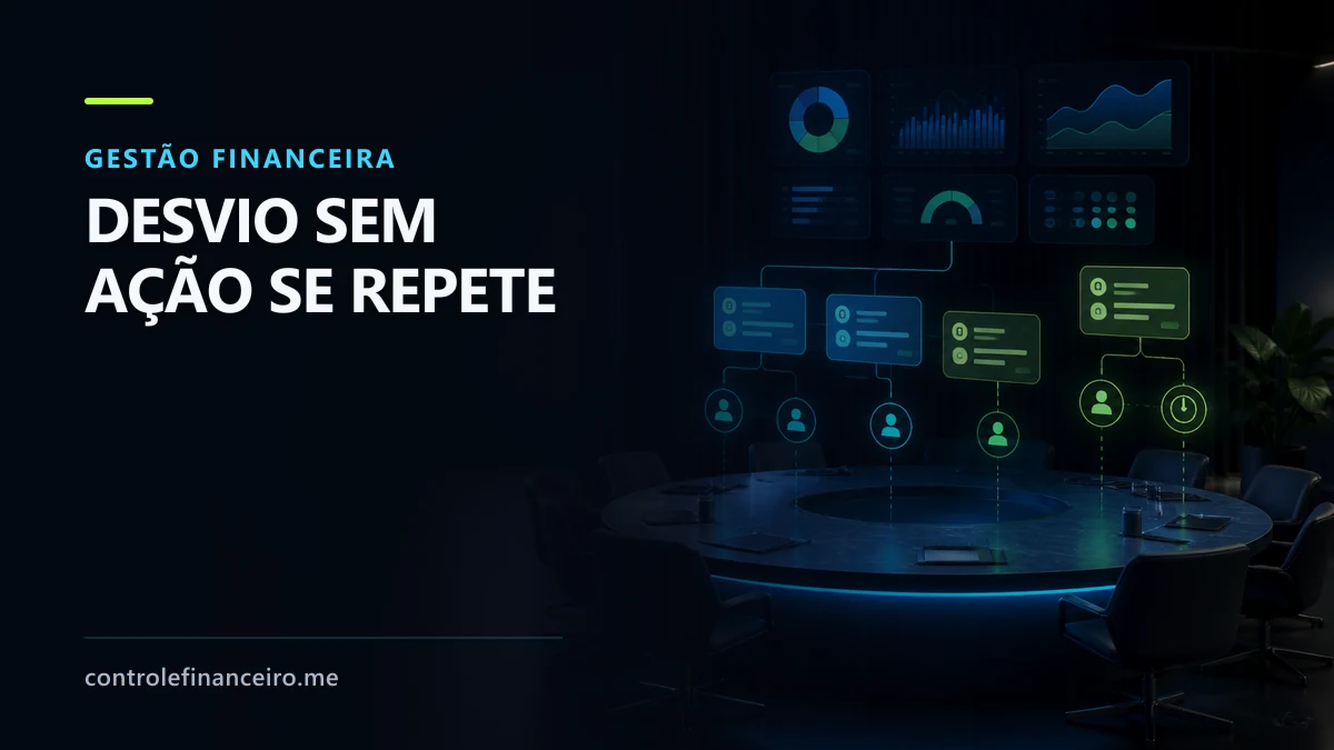 Cartões de ações financeiras ligados a responsáveis, prazos e resultados